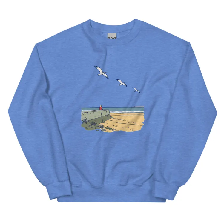 The The Sea Wall Crewneck in Heather Deep Royal.