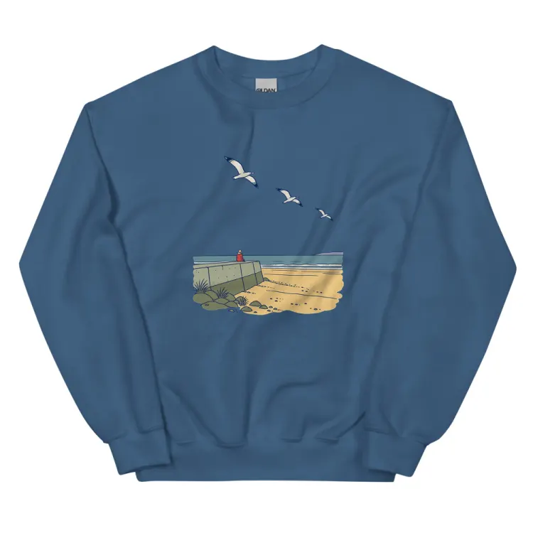 The The Sea Wall Crewneck in Indigo Blue.
