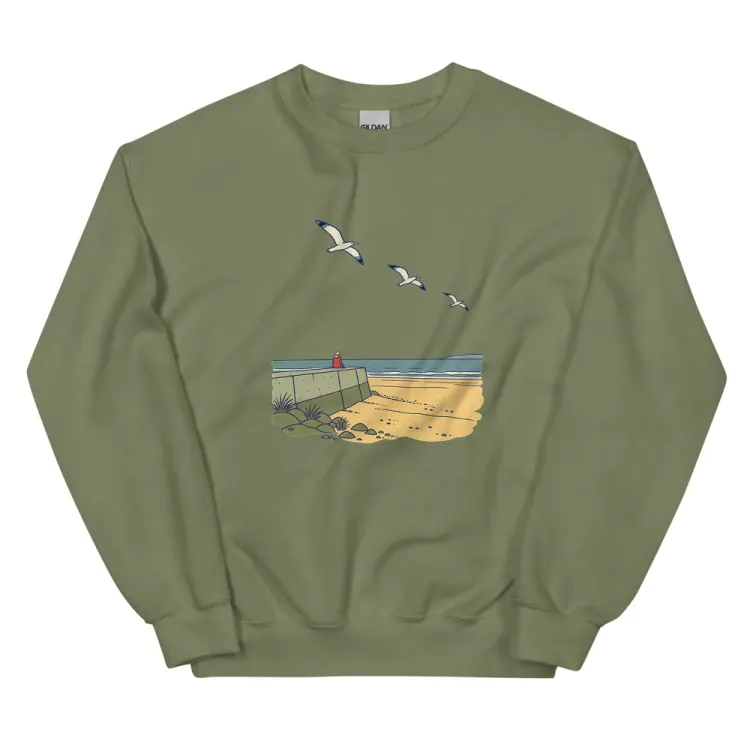 The The Sea Wall Crewneck in Military Green.