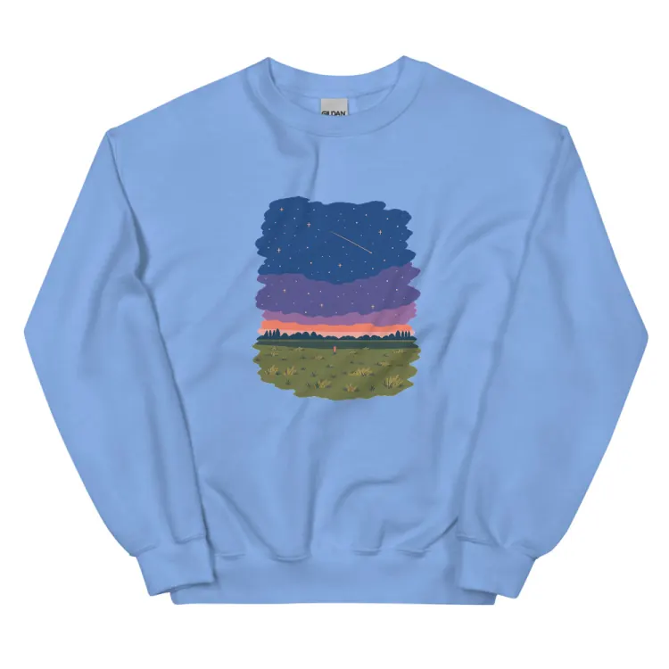 The One at Night Crewneck in Carolina Blue.