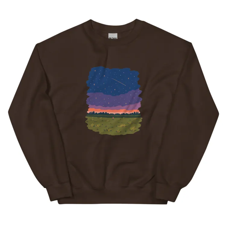 The One at Night Crewneck in Dark Chocolate.