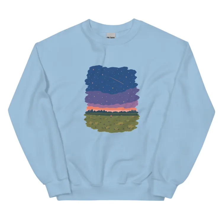 The One at Night Crewneck in Light Blue.