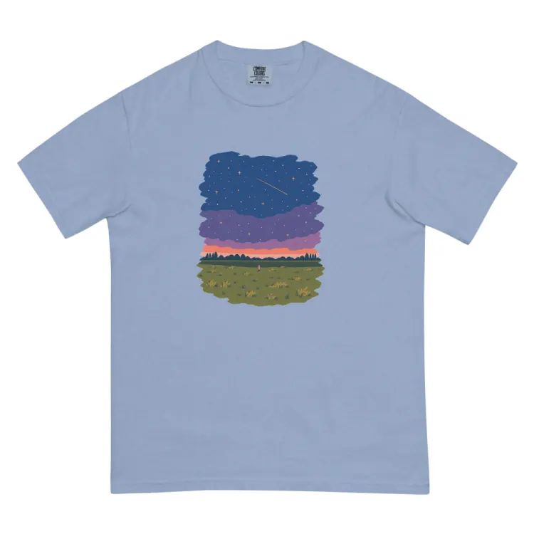 The One at Night Tee in Washed Denim.