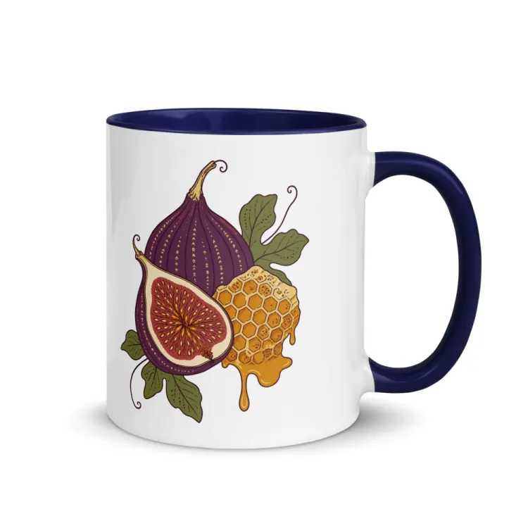 The Fig & Honey Mug in Dark Blue inside.