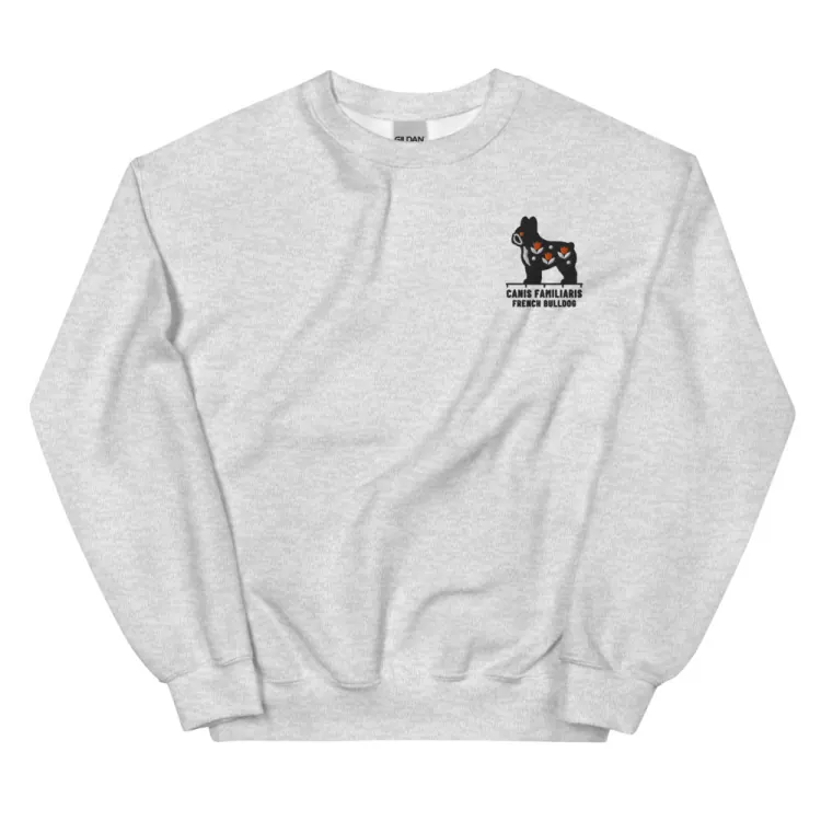 The French Bulldog Embroidered Crewneck in Ash.