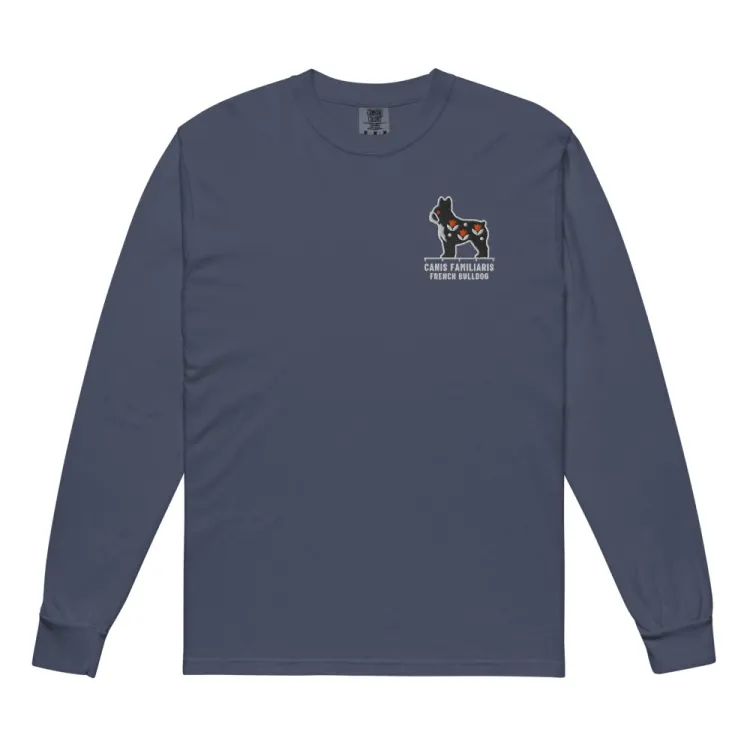 The French Bulldog Embroidered Long Sleeve in Navy.