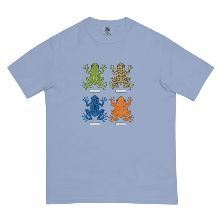 The Four Frogs Tee in Washed Denim.