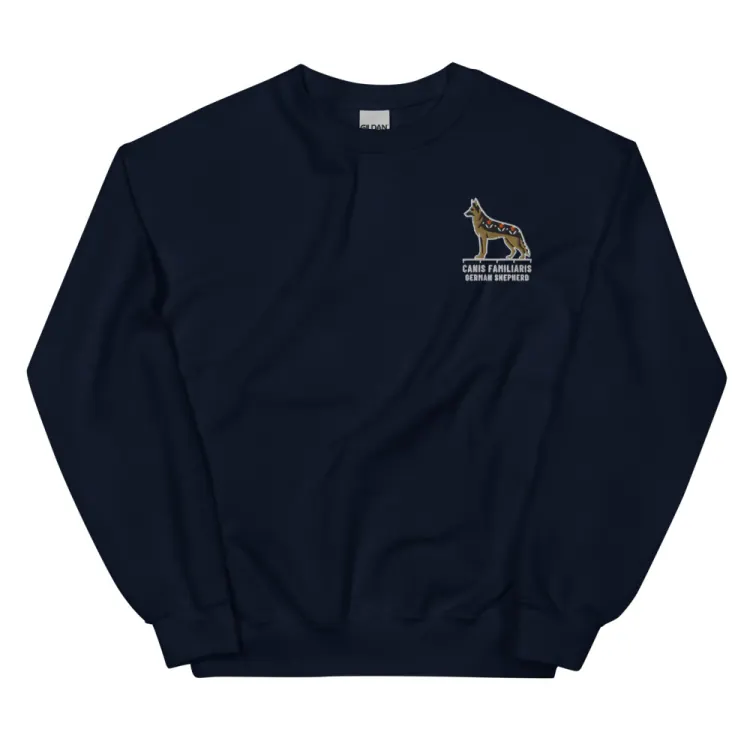 The German Shepherd Embroidered Crewneck in Navy.