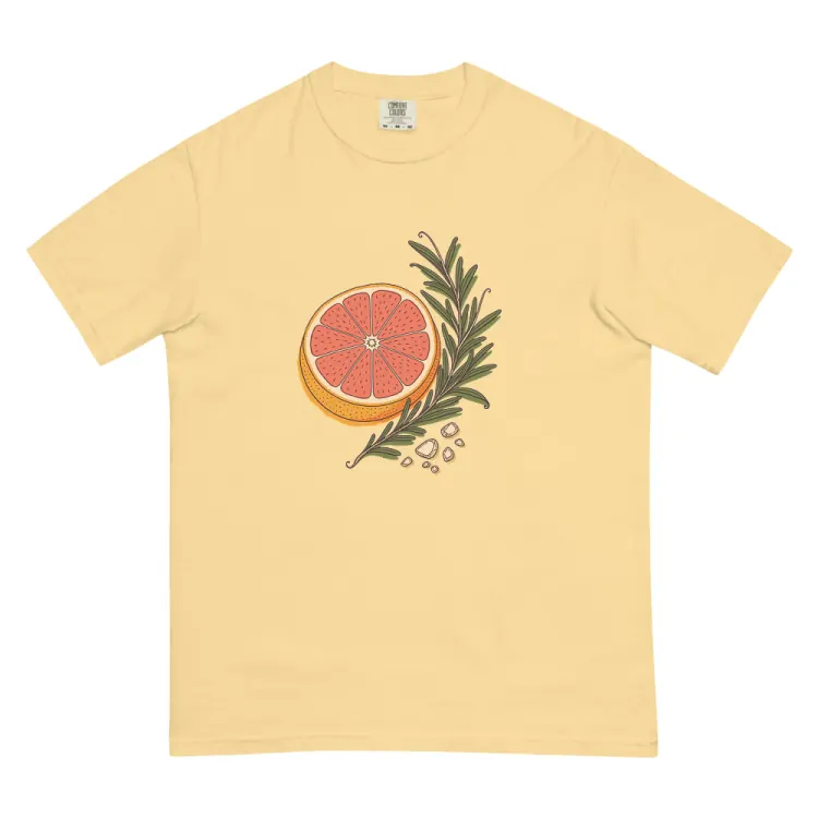 The Grapefruit & Rosemary Tee in Butter.