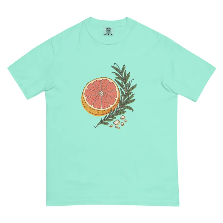 The Grapefruit & Rosemary Tee in Chalky Mint.