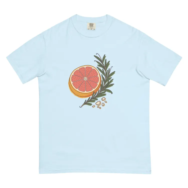 The Grapefruit & Rosemary Tee in Chambray.