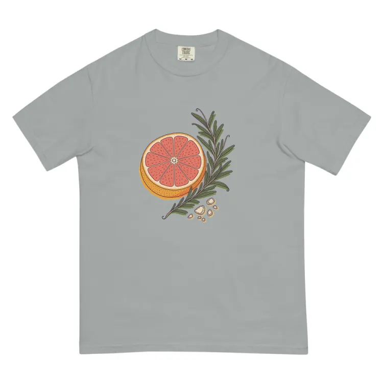 The Grapefruit & Rosemary Tee in Granite.