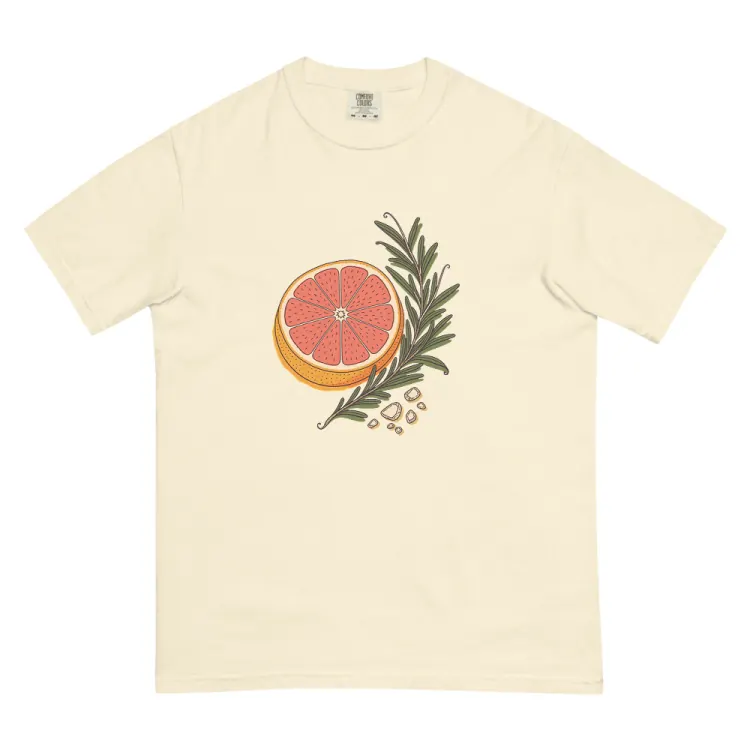 The Grapefruit & Rosemary Tee in Ivory.
