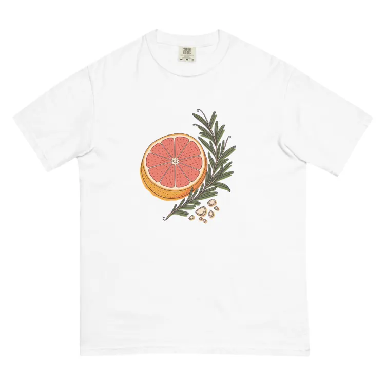 The Grapefruit & Rosemary Tee in White.