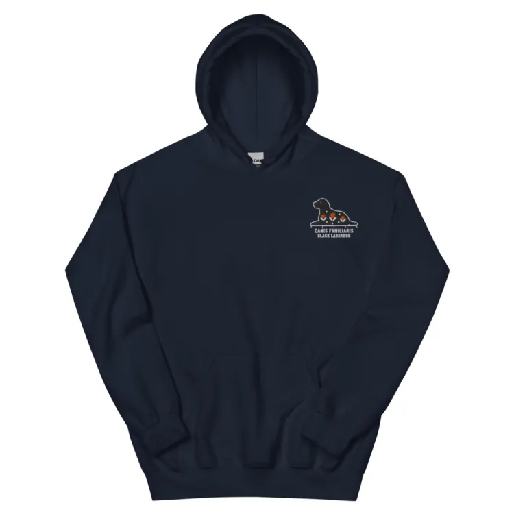 The Black Lab Embroidered Hoodie in Navy.