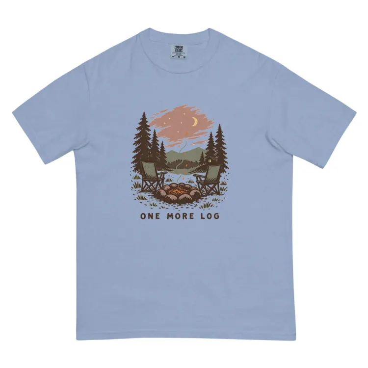 The One More Log Tee in Washed Denim.