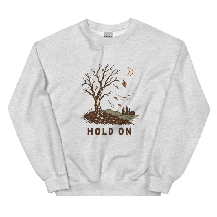 The Hold On Crewneck in Ash.