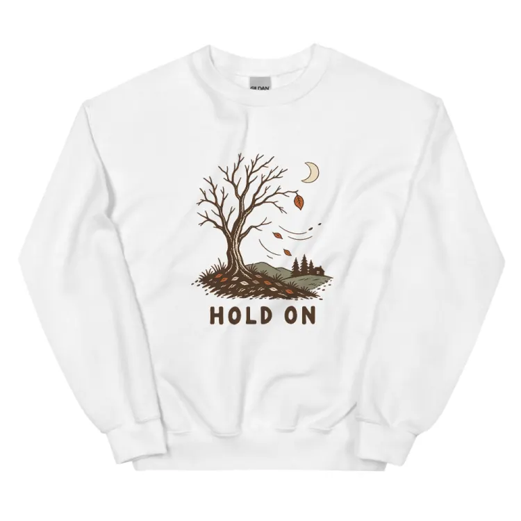 The Hold On Crewneck in White.