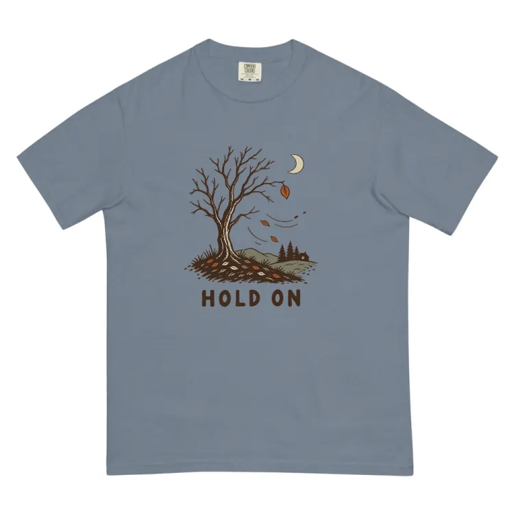 The Hold On Tee in Blue Jean.