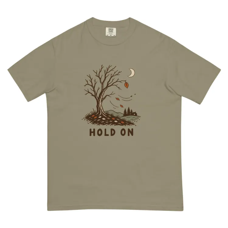 The Hold On Tee in Sandstone.