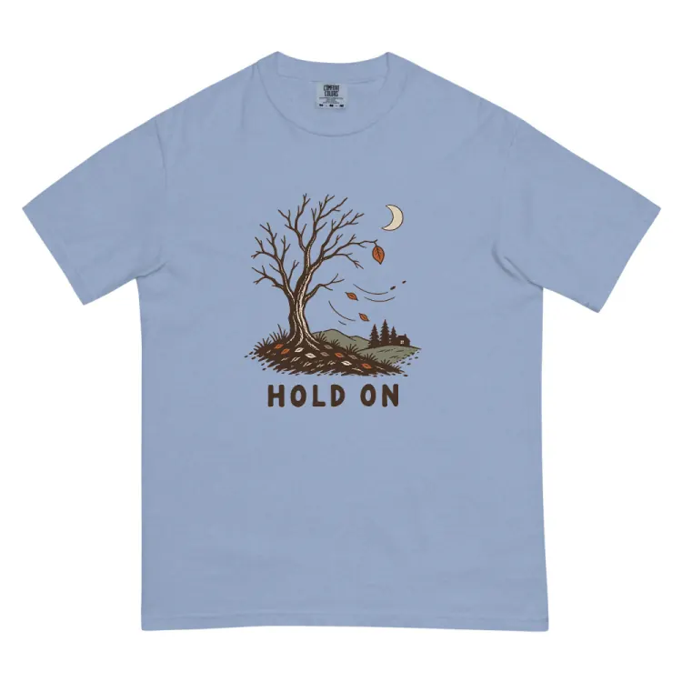 The Hold On Tee in Washed Denim.