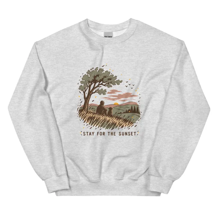 The Stay for the Sunset Crewneck in Ash.
