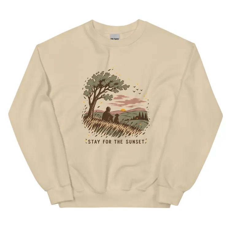 The Stay for the Sunset Crewneck in Sand.