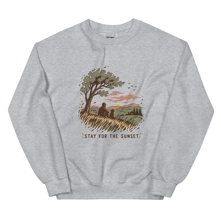The Stay for the Sunset Crewneck in Sport Grey.