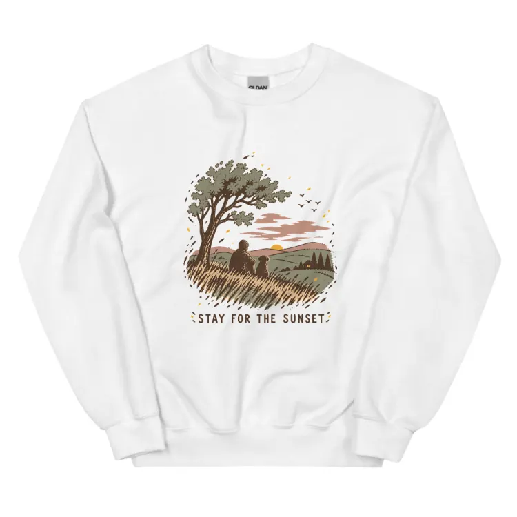The Stay for the Sunset Crewneck in White.