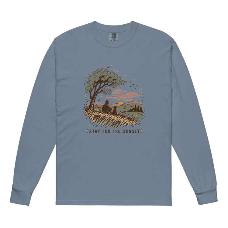 The Stay for the Sunset Long Sleeve in Blue Jean.