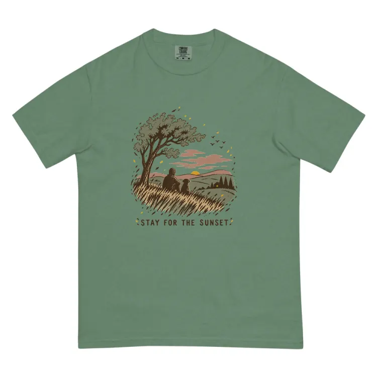 The Stay for the Sunset Tee in Light Green.