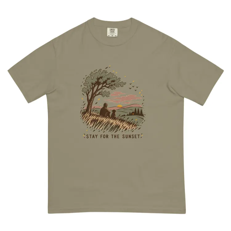 The Stay for the Sunset Tee in Sandstone.