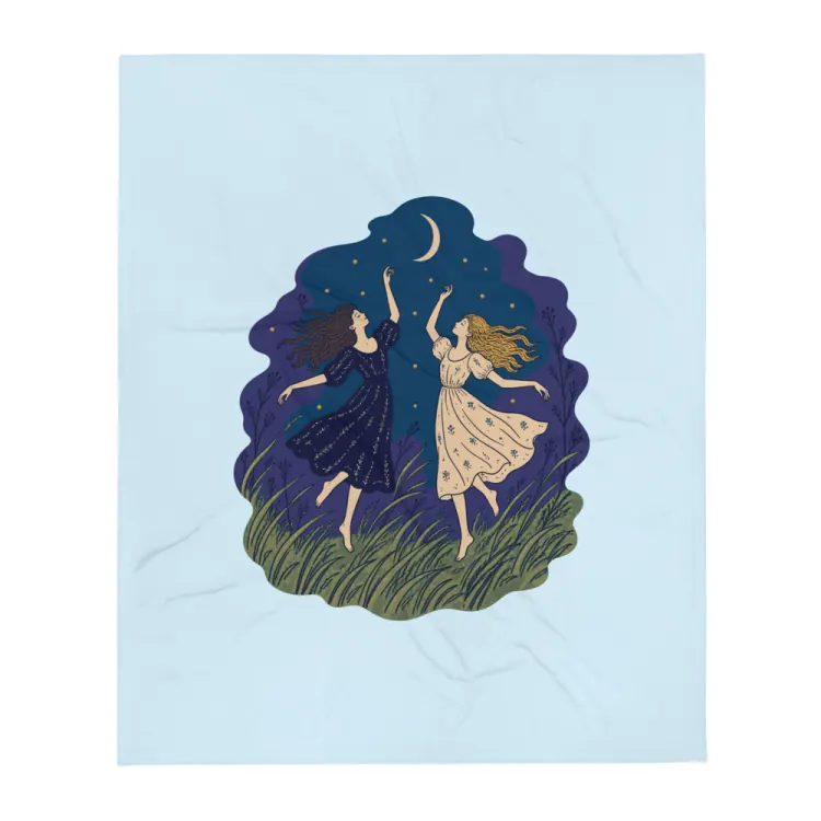 The Moon Dance Blanket in Chambray ground.