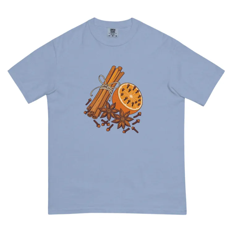 The Clove & Cinnamon Tee in Washed Denim.