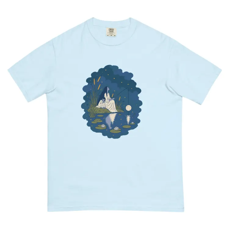 The Fishing for the Moon Tee in Chambray.