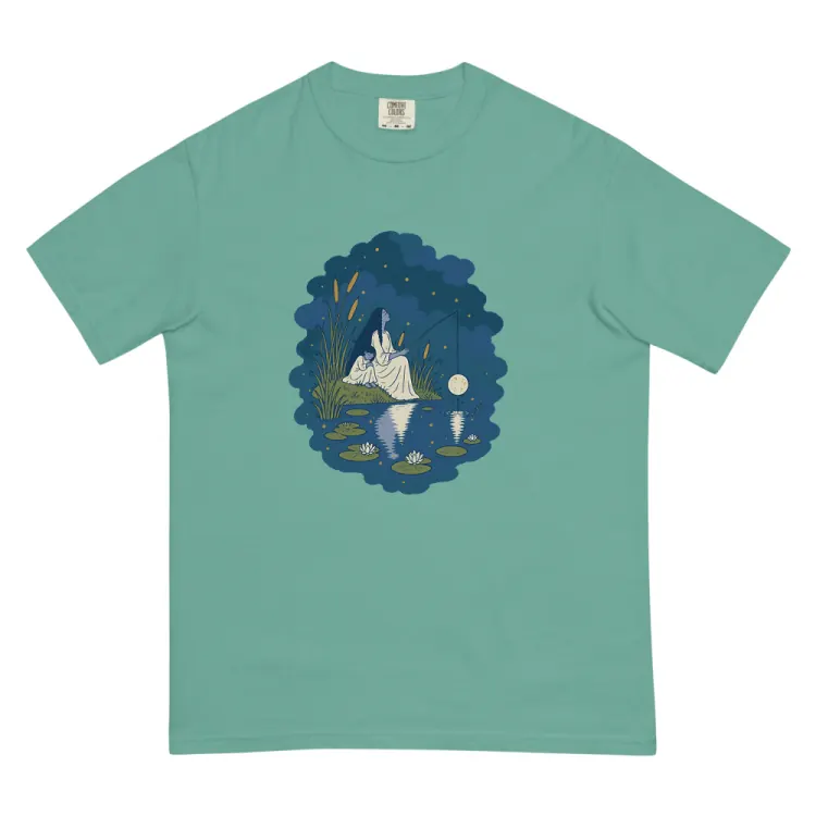 The Fishing for the Moon Tee in Seafoam.