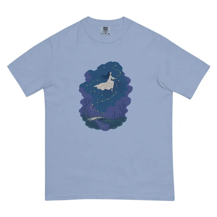 The Night Cyclist Tee in Washed Denim.