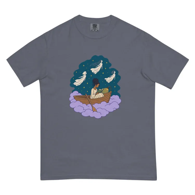 The The Night Reader Tee in Denim.