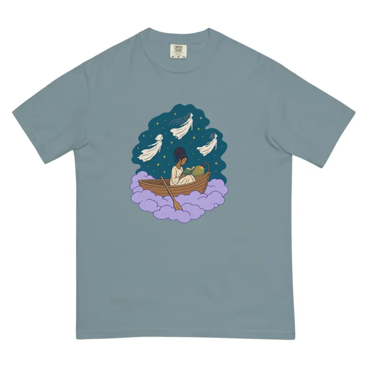 The The Night Reader Tee in Ice Blue.