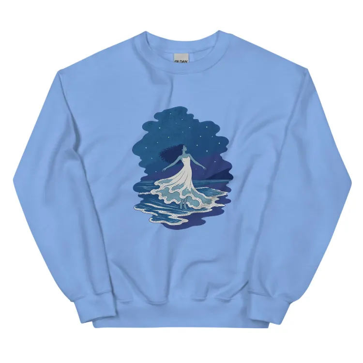 The The Tide Dancer Crewneck in Carolina Blue.