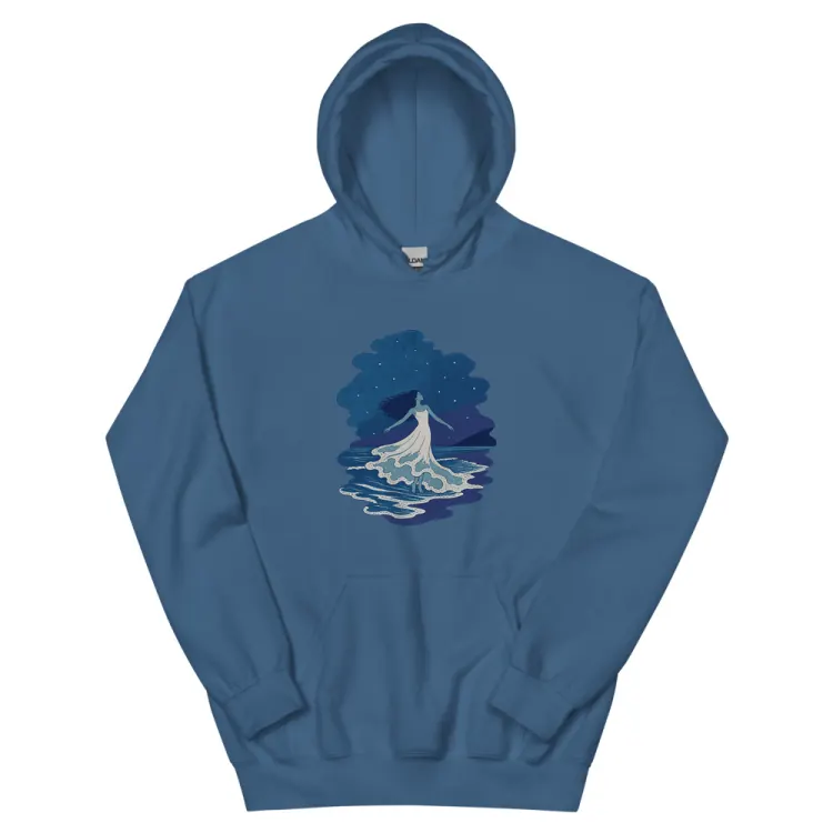 The The Tide Dancer Hoodie in Indigo Blue.