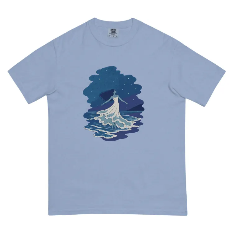 The The Tide Dancer Tee in Washed Denim.