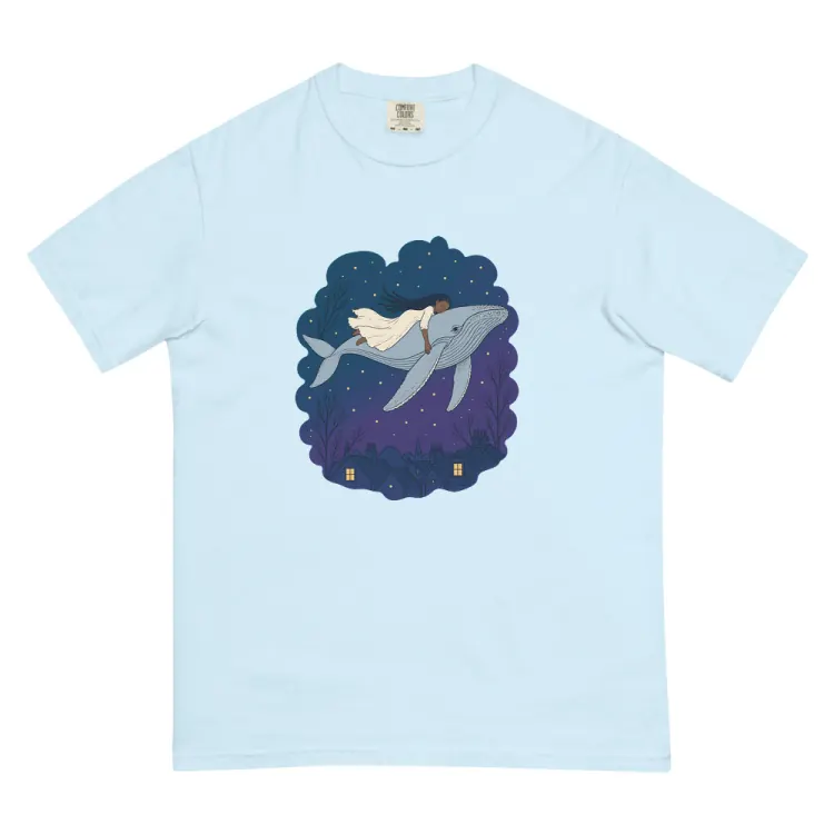 The Whale Over the Rooftops Tee in Chambray.