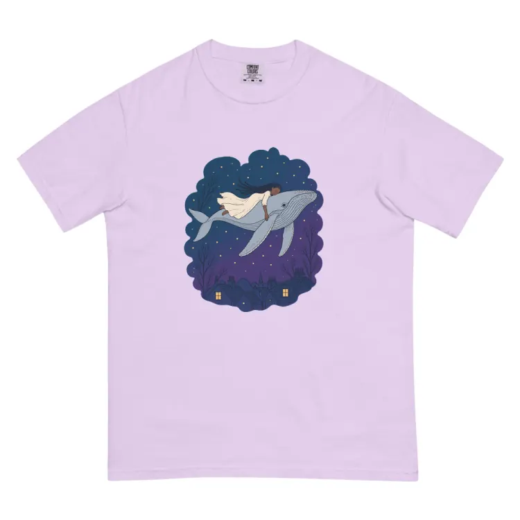 The Whale Over the Rooftops Tee in Orchid.