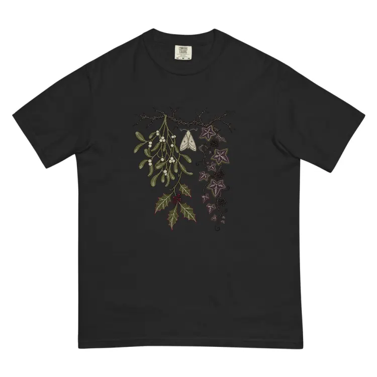 The Holly, Mistletoe & Ivy Tee in Black.