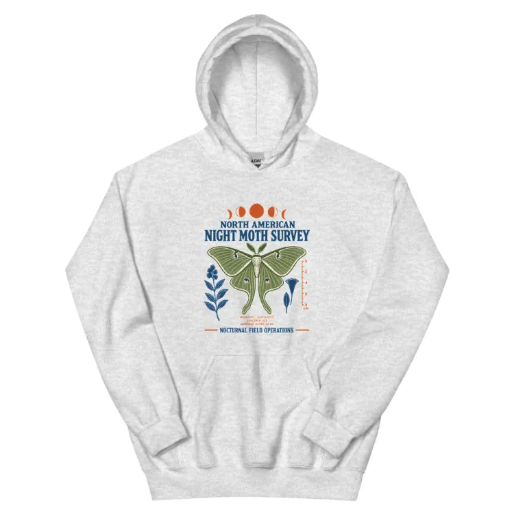 The North American Night Moth Survey Hoodie in Ash.
