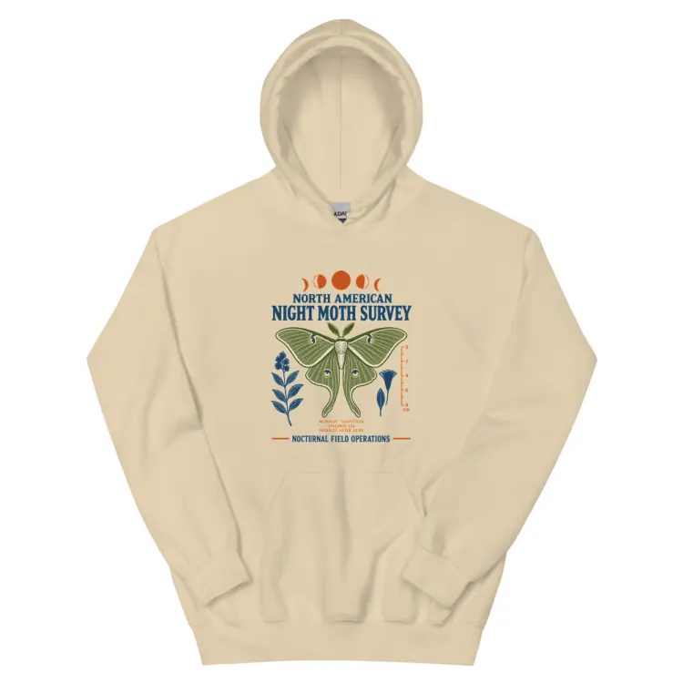 The North American Night Moth Survey Hoodie in Sand.