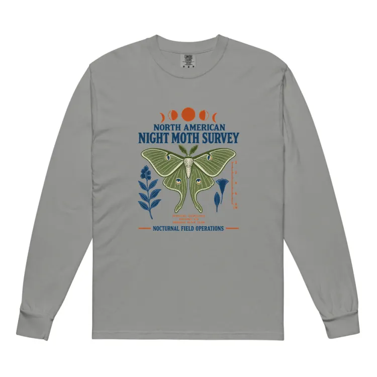The North American Night Moth Survey Long Sleeve in Grey.
