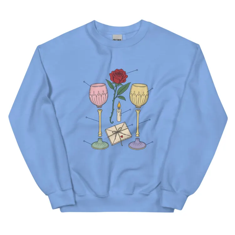 The Anatomy of an Anniversary Crewneck in Carolina Blue.