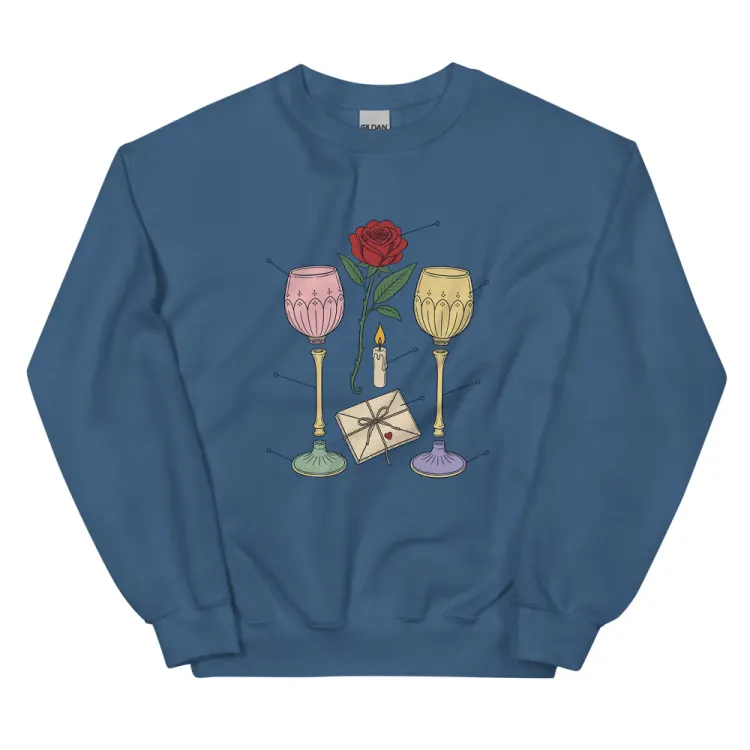 The Anatomy of an Anniversary Crewneck in Indigo Blue.